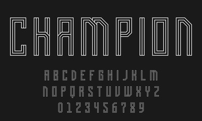 Set of alphabets font letters and numbers modern abstract design with lines vector illustration