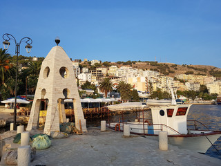The harbour of Saranda in the south of Albania