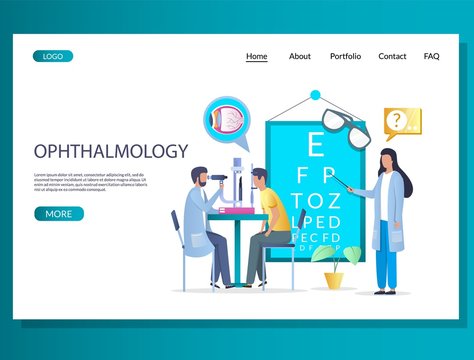 Ophthalmology vector website landing page design template
