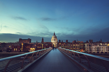 Fototapeta na wymiar Millenium Bridge, with St. Paul's Cathedral, UK