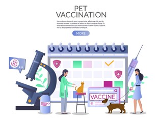 Pet vaccination web banner template, vector illustration