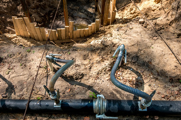 pumping station. groundwater drainage system pumps water out of the ground. dehydration gravel...