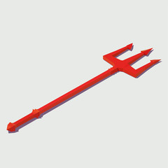 Vector isometric trident of the devil. Illustration for Halloween.