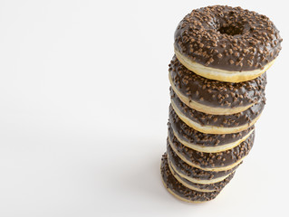 Pile of donuts on white background - 3D Rendering