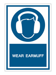 Symbol Wear Ear muff sign Isolate On White Background,Vector Illustration