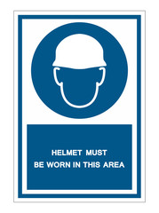 Helmet Must Be Worn In This Area Sign symbol Isolate On White Background,Vector Illustration