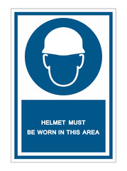 Helmet Must Be Worn In This Area Sign symbol Isolate On White Background,Vector Illustration