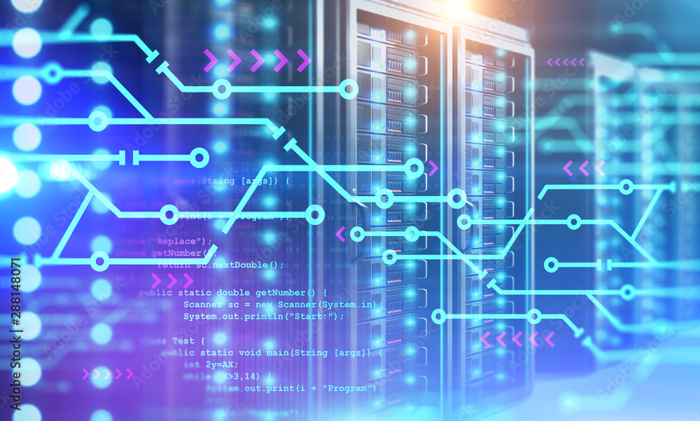 Poster server room, circuit interface and code