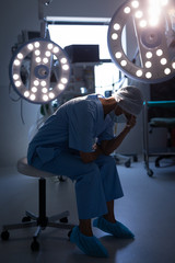 Female surgeon sitting in operation room at hospital