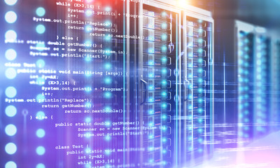 Server room and lines of code