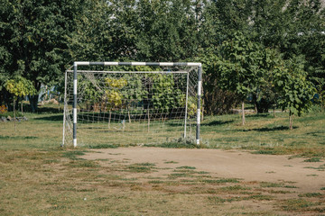 Football Gate in a Park. the concept of football.