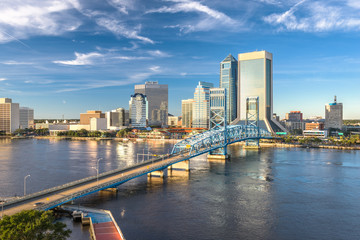Jacksonville, Florida, USA downtown city skyline - obrazy, fototapety, plakaty