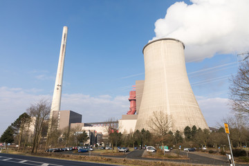 cooling tower with blue sky