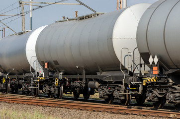 Fototapeta na wymiar RAILWAY TRANSPORT - Tank wagons for the transport of chemical and petroleum materials