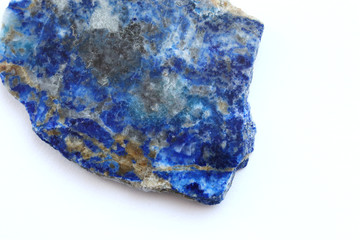 Lapis lazuli stone tile on white background