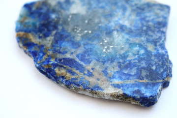 Lapis lazuli stone tile on white background