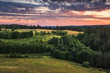 View from observation tower in Stare Juchy, Masuria, Poland