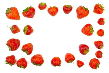 Frame for text made of ripe natural strawberries. Love concept.