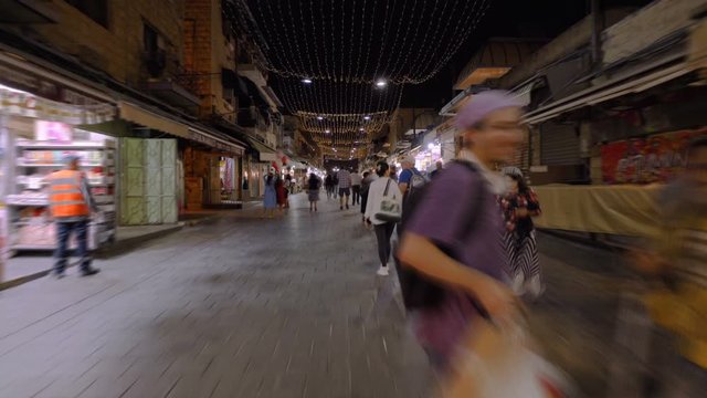 Walking trough Jerusalem market, Israel:  hyperlapse 4k 