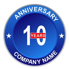 10 Years Anniversary Celebrate blue Vector Template Design Illustration