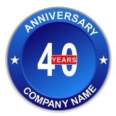 40 Years Anniversary Celebrate blue Vector Template Design Illustration