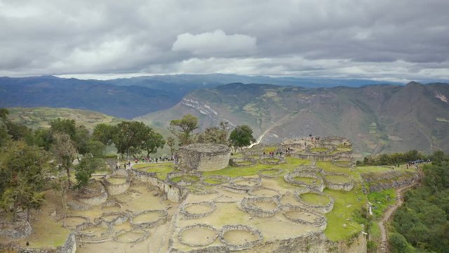Aerial shot of the fortress of Kuelap in Peru