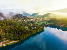 Sunrise view On Bled Lake, Slovenia, Europe