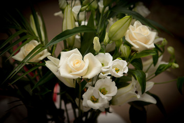 wedding flowers bridal white and cream roses 