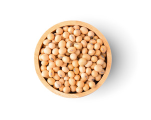 Soybean seeds isolated on a white background.