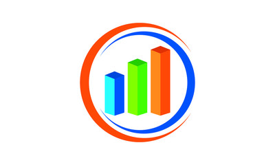 Colorful bar chart growth icon with circular arrows indicating progress and success