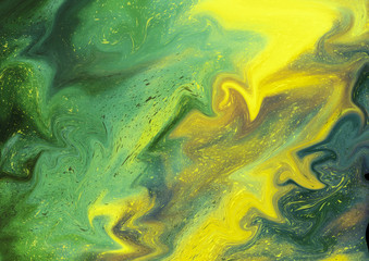 Mixed paint background. green, yellow, mint