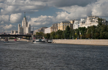 Fototapeta premium Russia, Moscow, View on the City Center and Buildings of Different Styles.