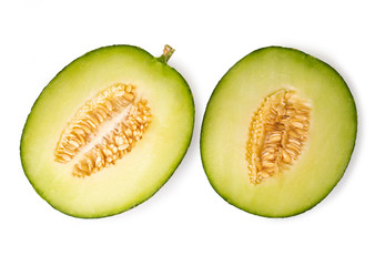 cantaloupe melon  on white background. (clipping path)