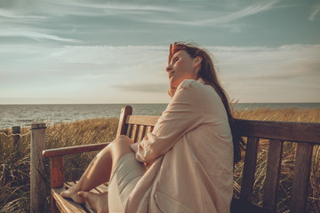 Fototapeta premium Frau am Meer