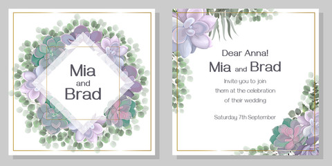 invitation succulent and green plants 