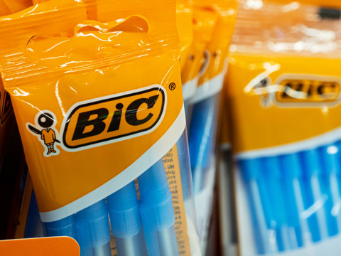 Bic Pens Packaging  is seen  on store shelf