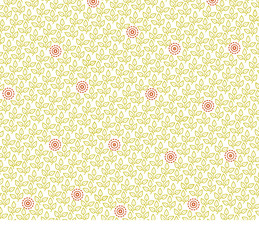 Anti-acne - regular plant pattern - small green leaves and red flowers-like circles on white background - vectors