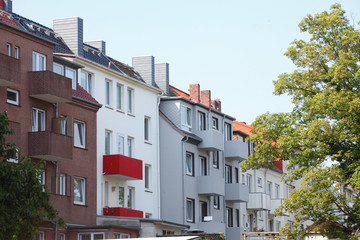 alte Reihenhäuser, Wohngebäude, Rückseite, Bremerhaven