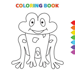 cute cartoon happy smiling frog coloring book for kids. black and white vector illustration for coloring book. happy smiling frog concept hand drawn illustration
