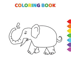 cute cartoon baby elephant walking coloring book for kids. black and white vector illustration for coloring book. baby elephant walking concept hand drawn illustration