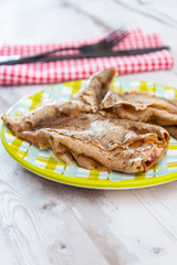 Homemade french buckwheat galette on the table