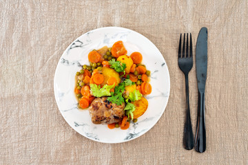 French traditional dish veal Paupiette vegetable plantation