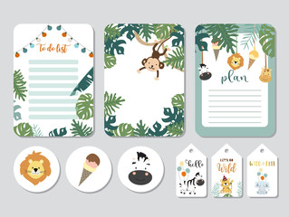 Pastel printable with fox,giraffe,zebra,lion,ice cream in safari style.with wording wild and free, birthday, party © piixypeach