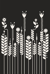 black and white pattern with flowers