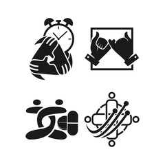 time drug technology Commitment Teamwork Together Black Logo set