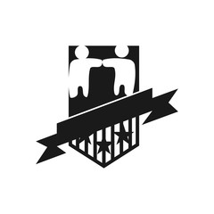 Shield Ribbon People Commitment Teamwork Together Black Logo