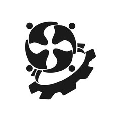 Gear Machine Commitment Teamwork Together Black Logo