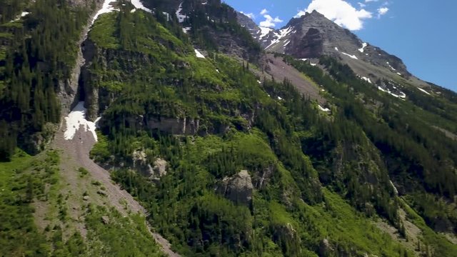 315 Moroon Bell Colorado Aerial Rocky Mountains Pan reveals
