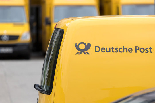 siegen, North Rhine-Westphalia/germany - 14 07 19: deutsche post truck fleet in siegen germany