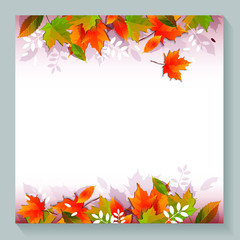 Naklejka na ściany i meble Hello autumn background layout decorate with leaves for shopping sale or promo poster and frame leaflet or web banner.Vector illustration template.